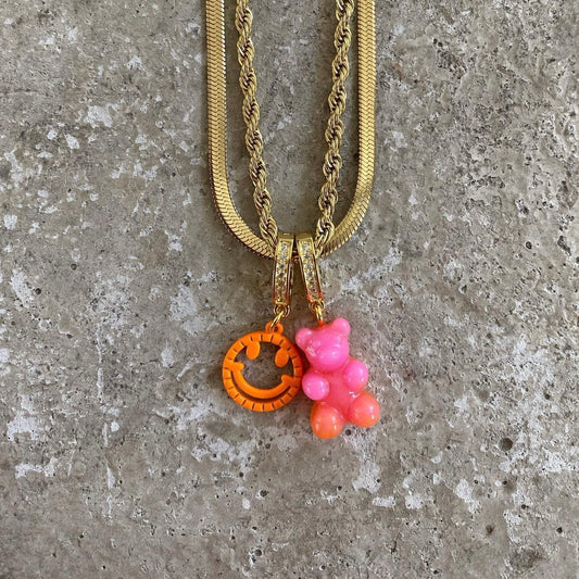 Kette 'HAPPINESS' in Pink/Orange