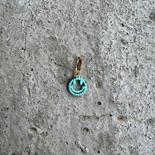 Ohrring 'HAPPY' in Hellblau